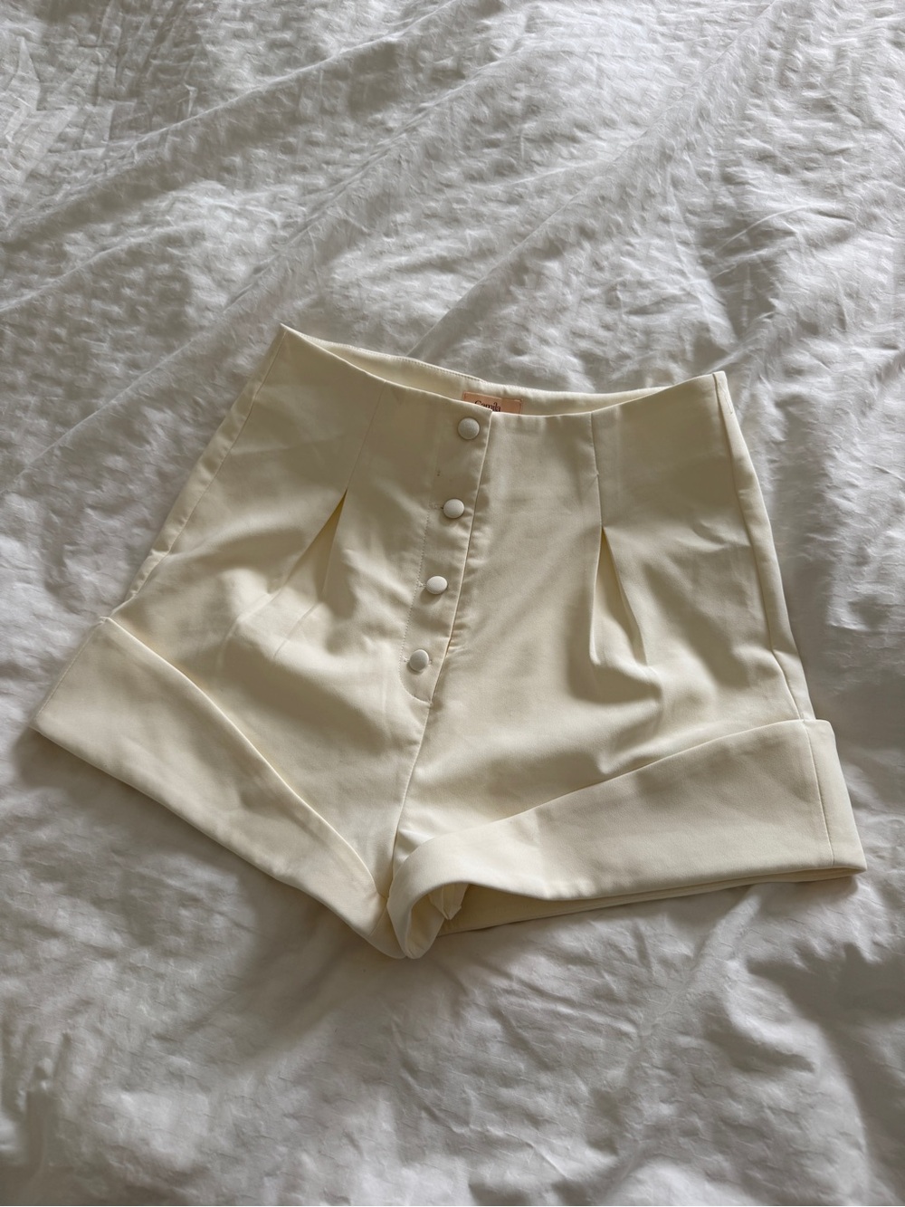 Camila Coelho Cream High-Waist Button-Front Women’s Shorts